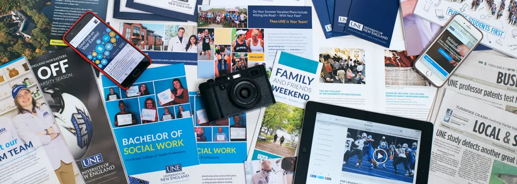 flyers, digital designs, and assorted work by the office of communications