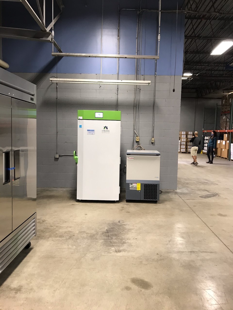 UNE's ultra-cold freezer, on loan to the Maine CDC, sits in a secure facility