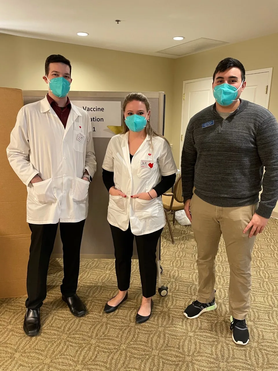 School of Pharmacy students Nick Cotoia, Brittany Demmons, and Brandon Rico.