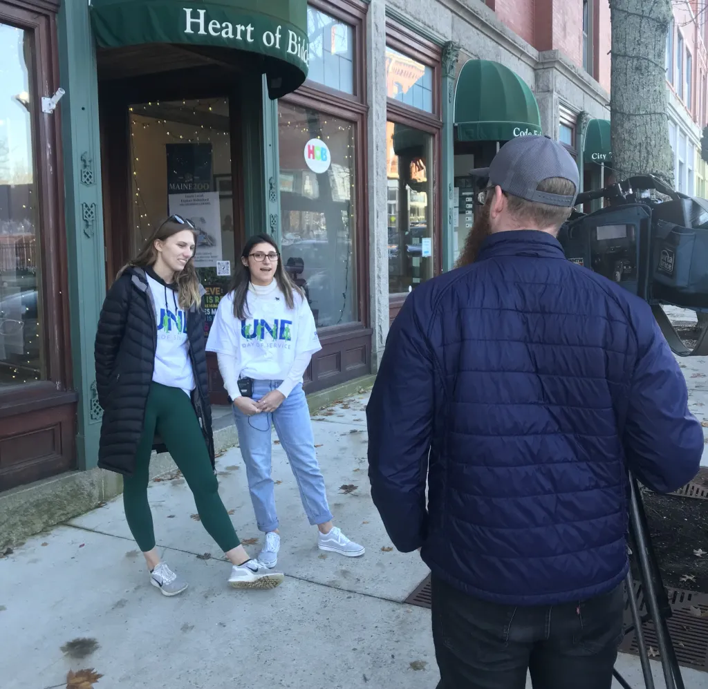 Students being interviewed