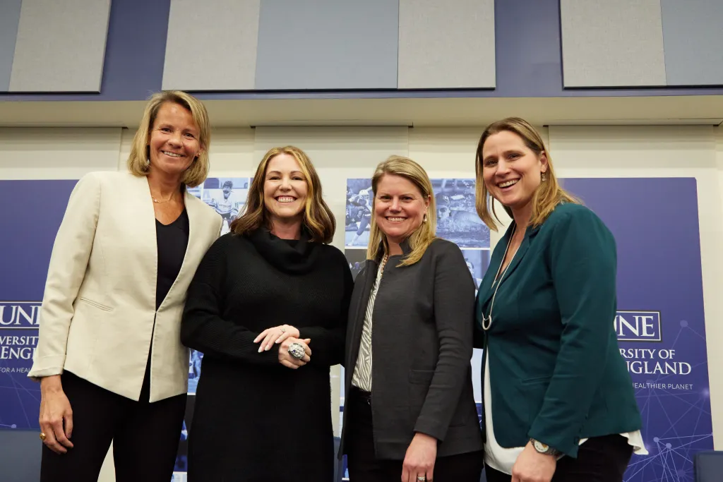 Reagan Carey, Abigail Thelin, Heather Davis, and Angela Ruggiero pose for a photo