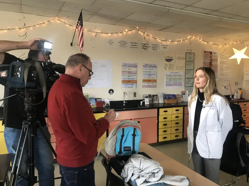 Pharmacy student being interviewed