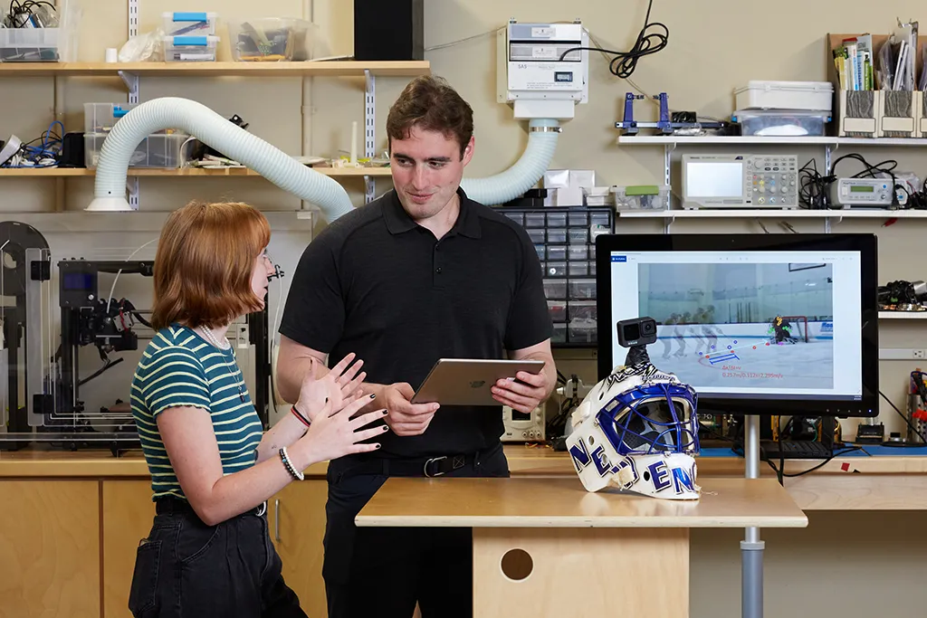 Two students work on a project in the makerspace