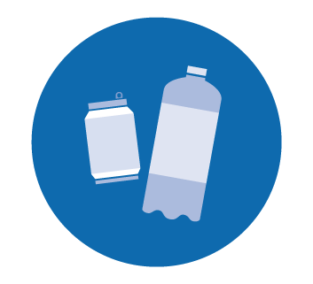 Recycling icon for cans and bottles