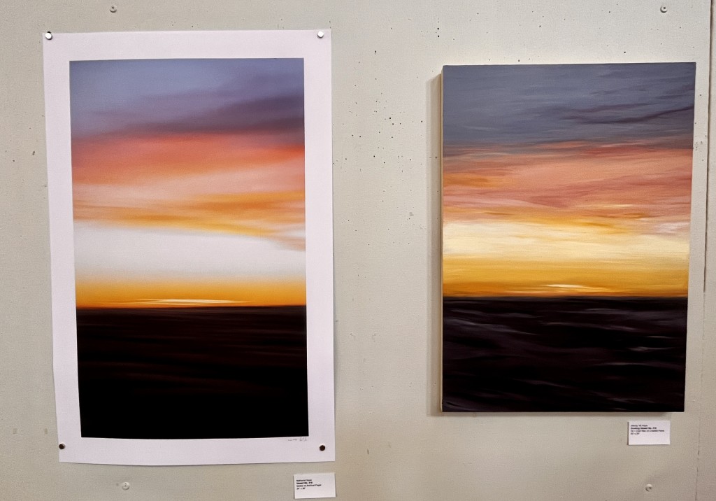 A sunset photo and painting of Hawaii by mother-son duo Wendy and Nathaniel Kaye