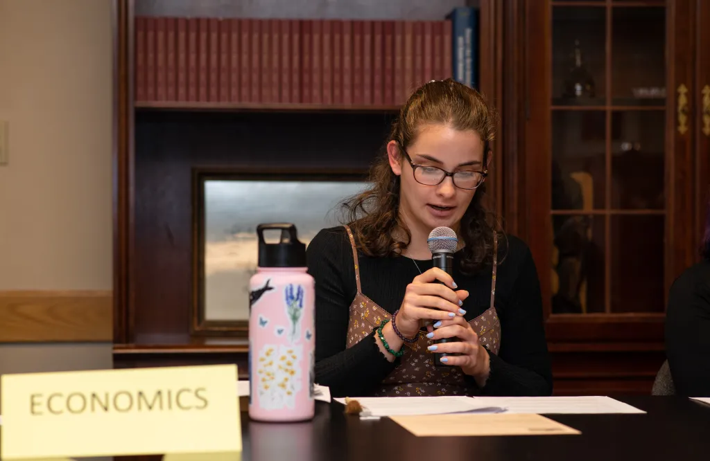 Student Brianna Ordway speaks at the Salem Debate