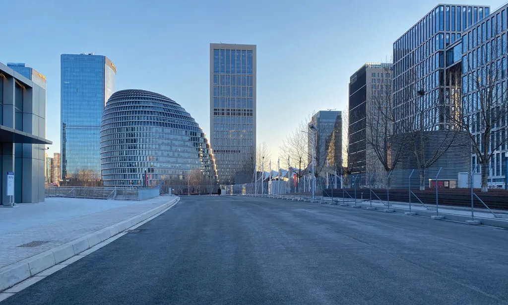 Cityscape of Beijing, China in the winter