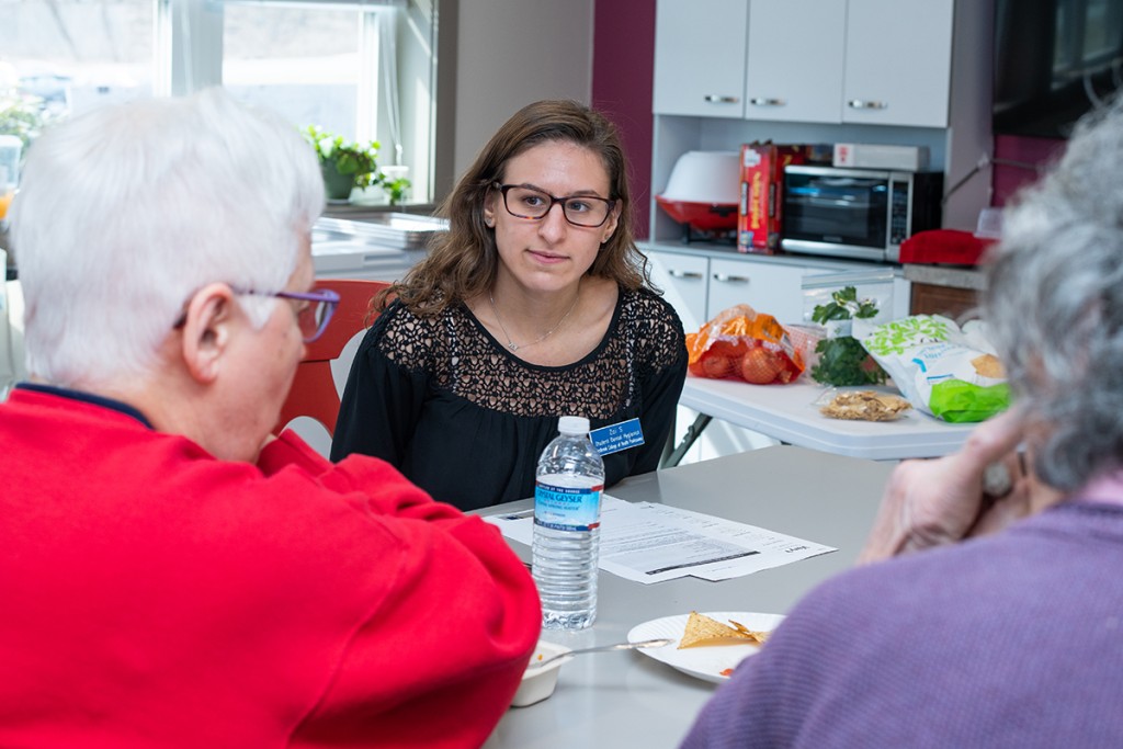 A nutrition student suppling food at Westbrook Housing in Maine