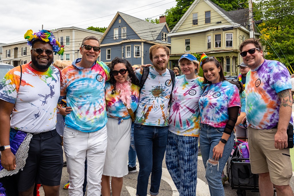 A group of graduate students at the 2022 Pride Parade in Portland, Maine