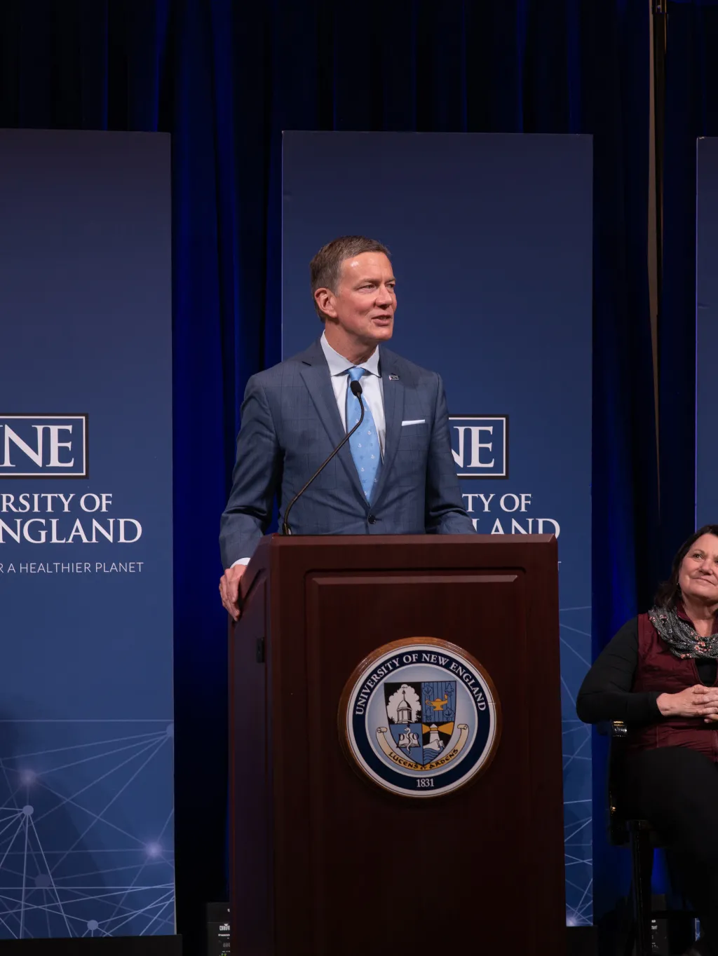 UNE President James Herbert welcomes the crowd.
