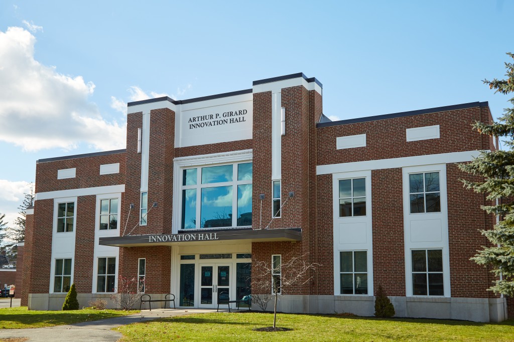 Exterior shot of Innovation Hall, a brick building with windows