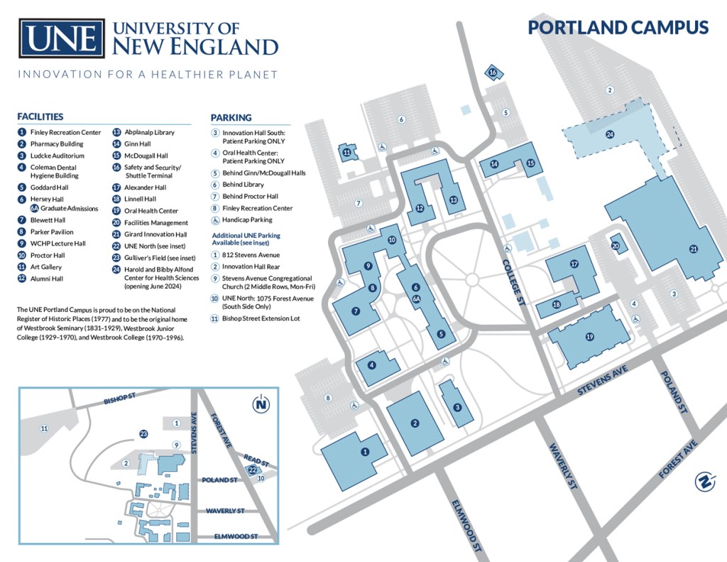 Map of parking spaces on the Portland Campus
