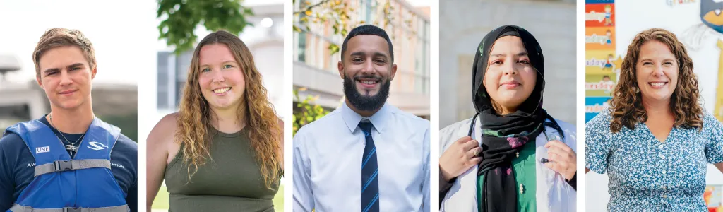 Five student portraits