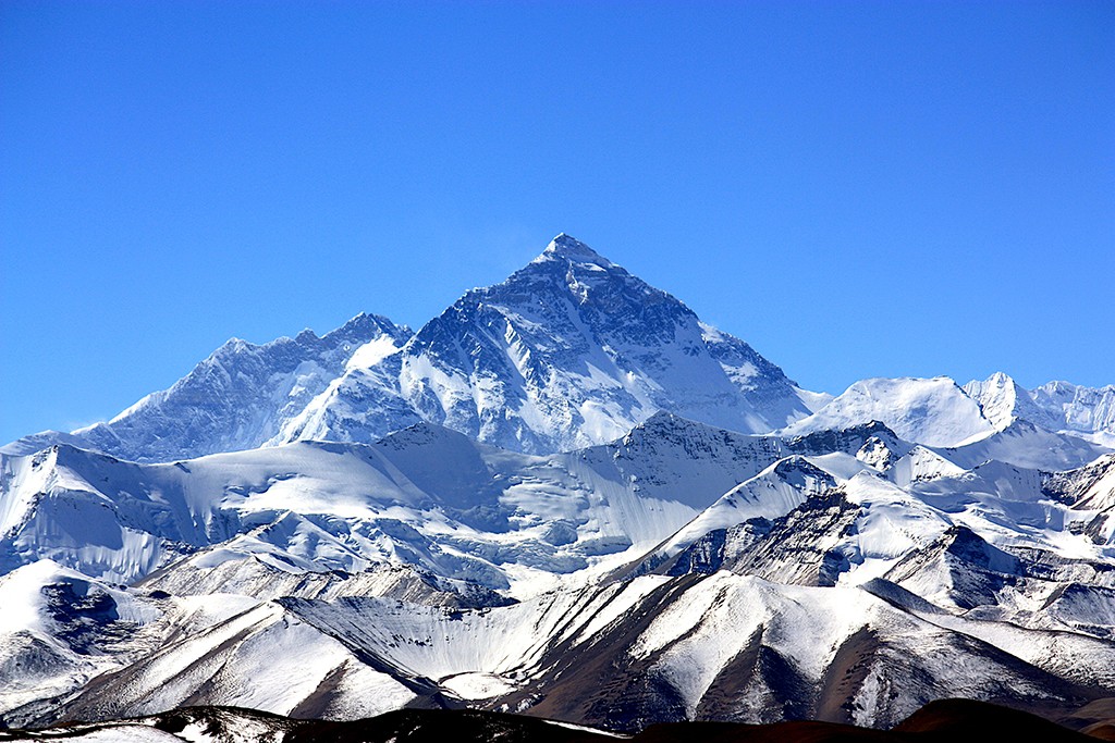 A photo of a large, snow-capped mountain