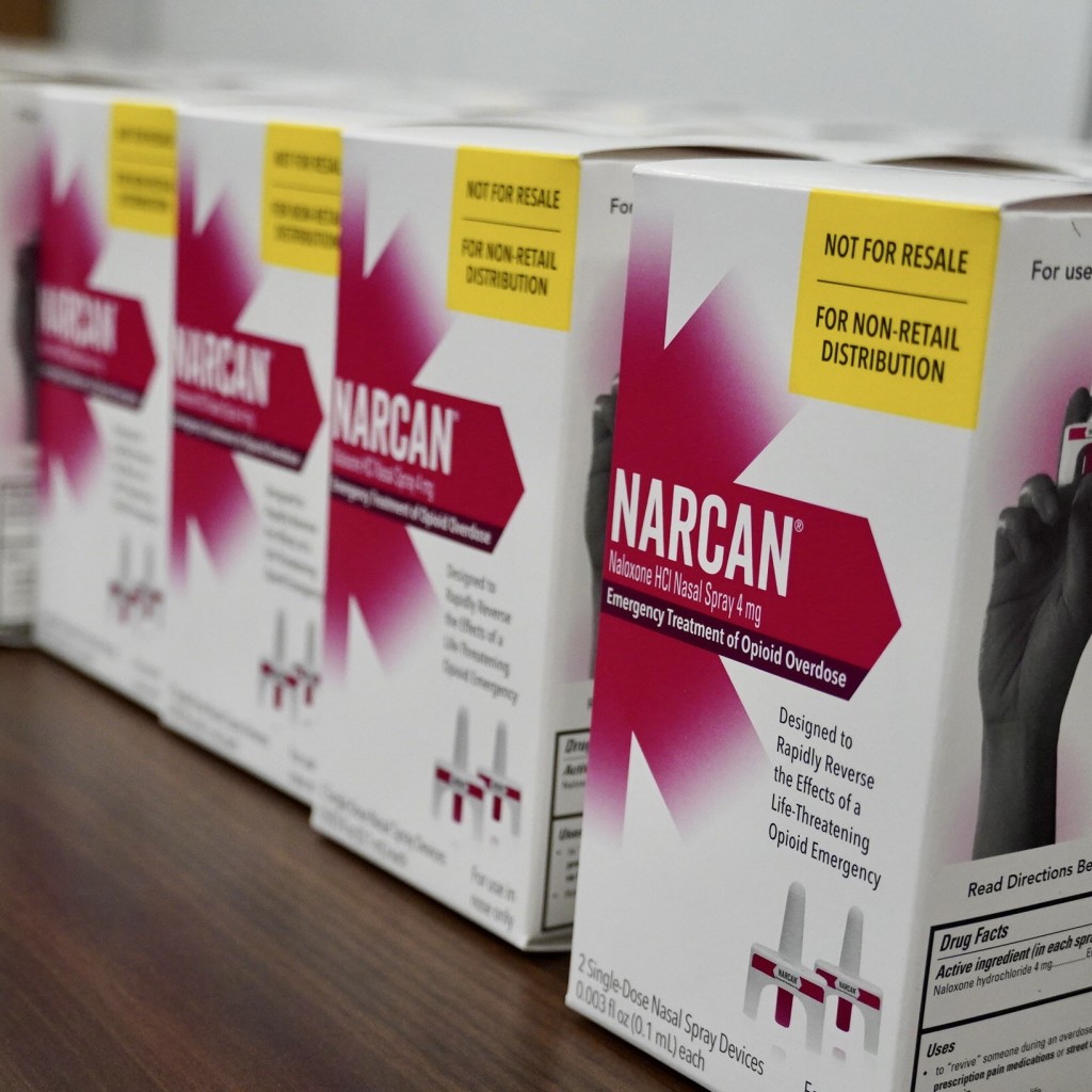 Boxes of opioid antidote Narcan are shown