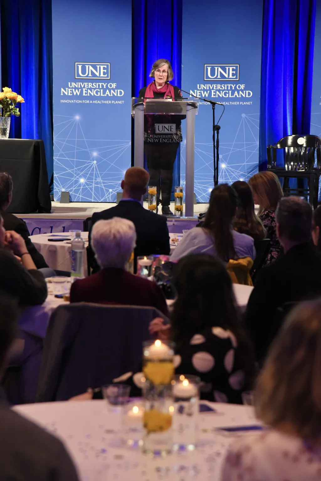 Professor Emeritus Nancy MacRae speaks to the crowd