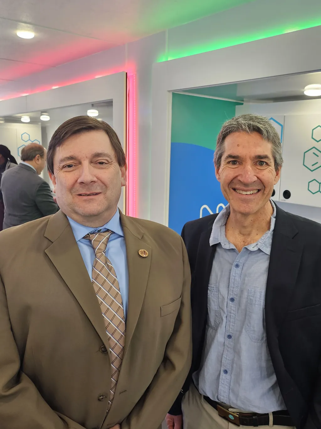 Maine Senate President Troy Jackson poses with Ian Meng