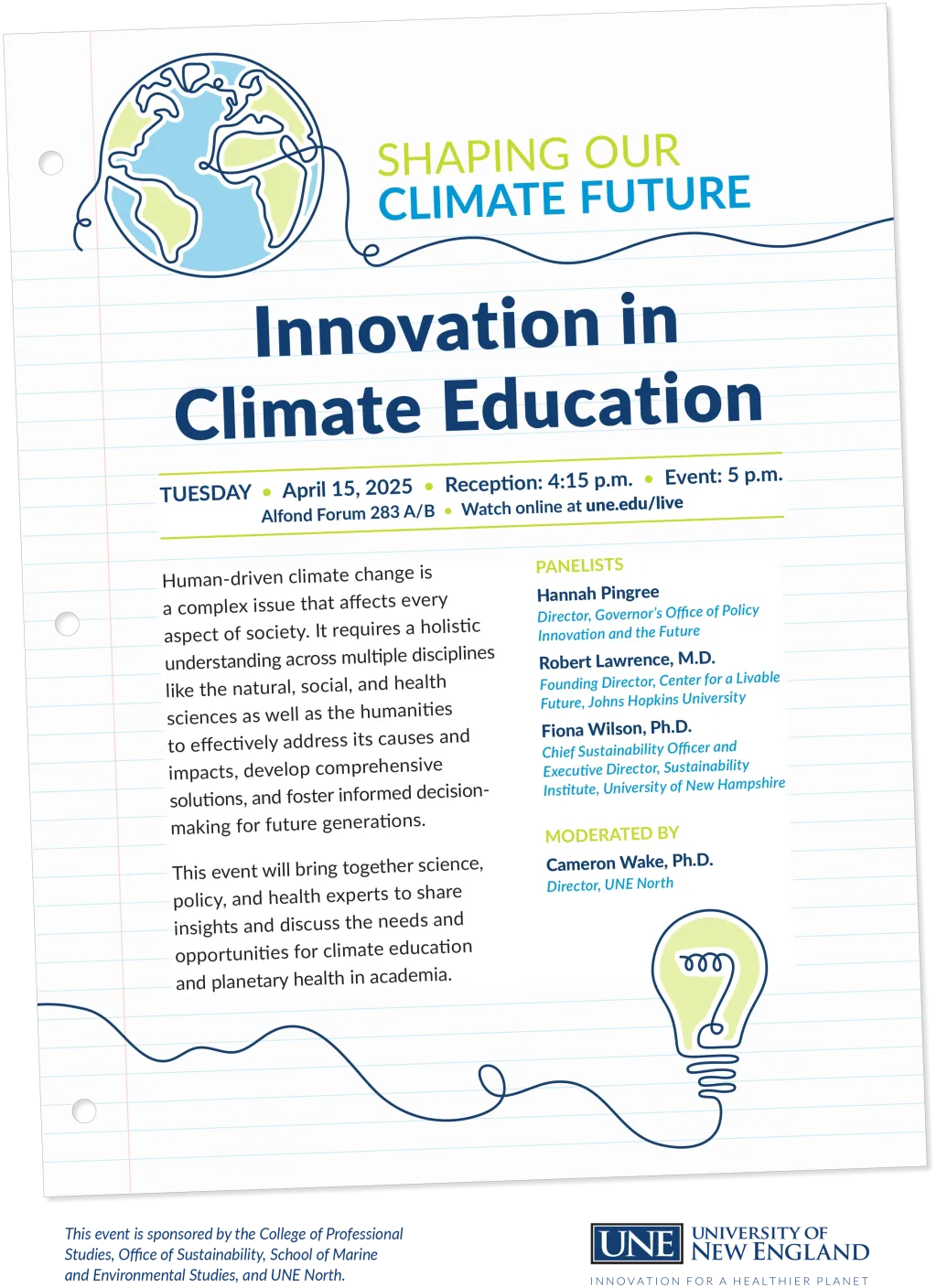 A flyer for the Innovation in Climate Education event