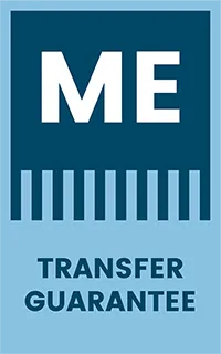 A graphic that reads, "M E Transfer Guarantee"
