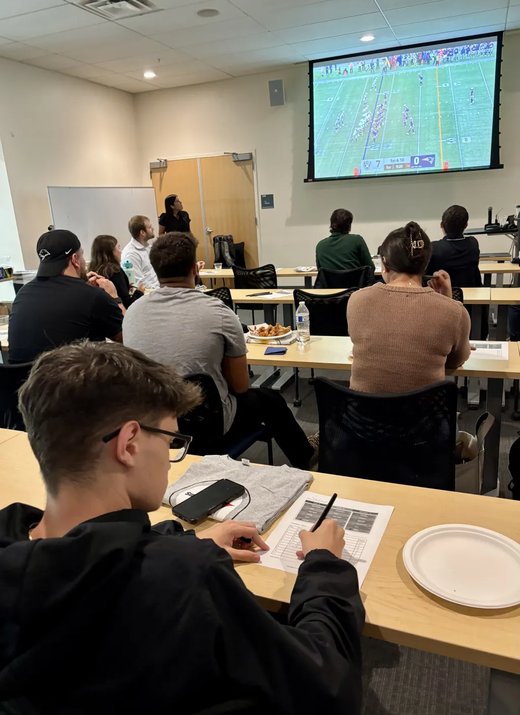 Students test the app during a game.