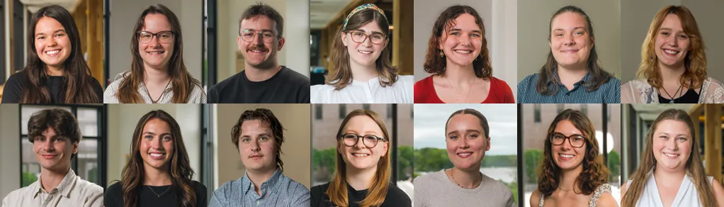 Grid of portraits of the 2025 U N E North Sustainability Fellows