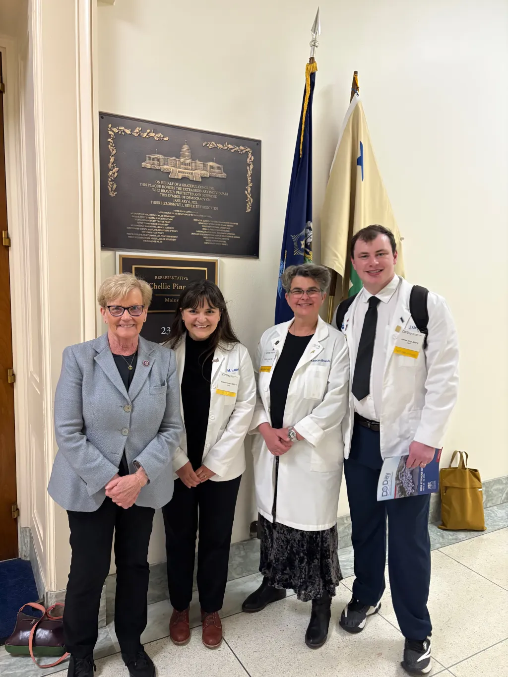 UNE representatives pose with Congresswoman Chellie Pingree of Maine