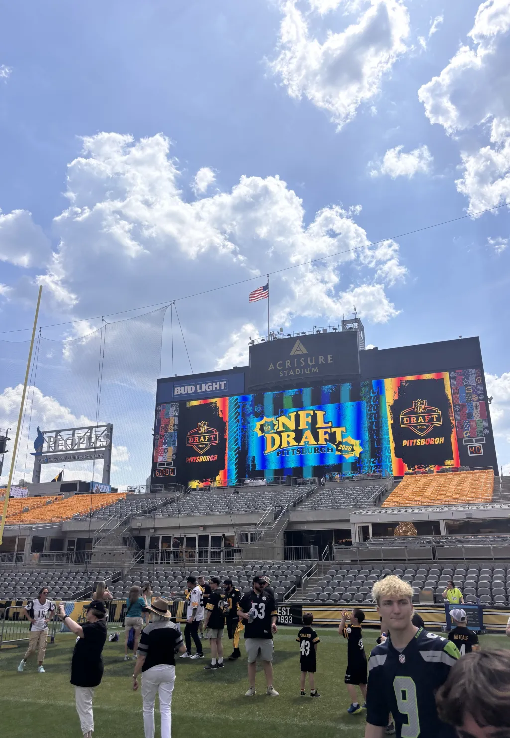 Six UNE students get “the chance of a lifetime” working at the NFL Draft  