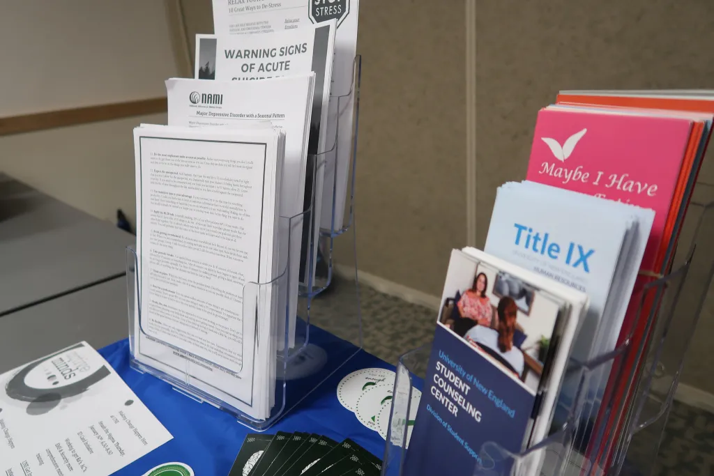 A table set-up at Smash the Stigma provided information for students to take with them 