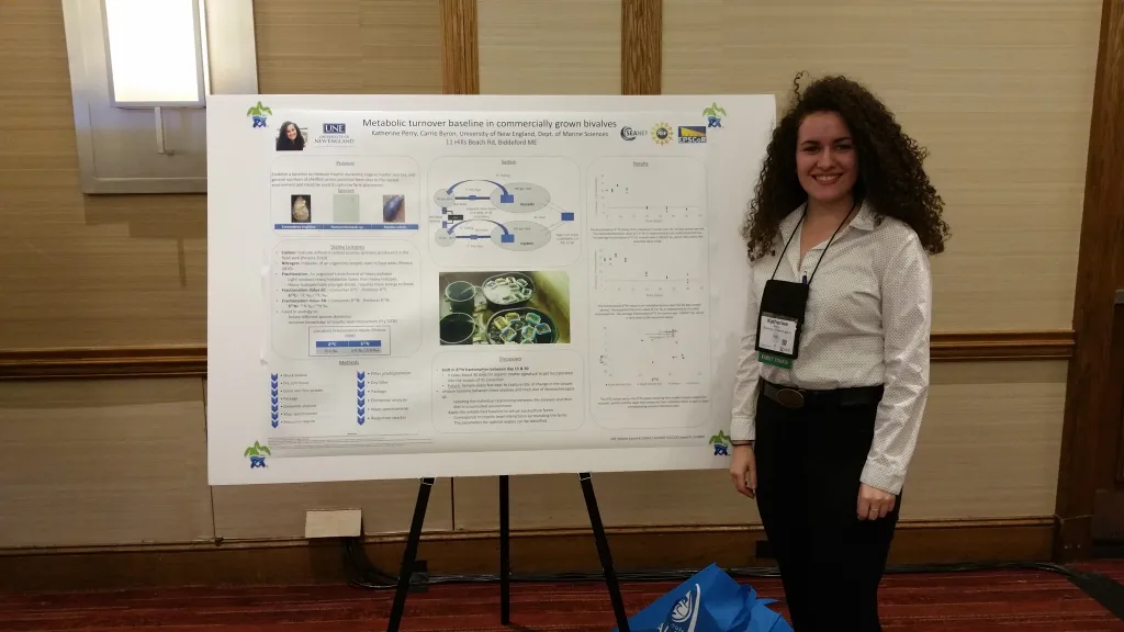 Katherine Perry presents her poster at the symposium