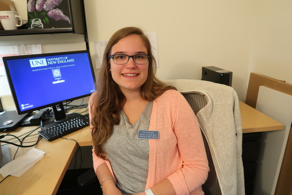 Masters of Social Work student Emily Krueger is learning about other health professions in the Oral Health Center