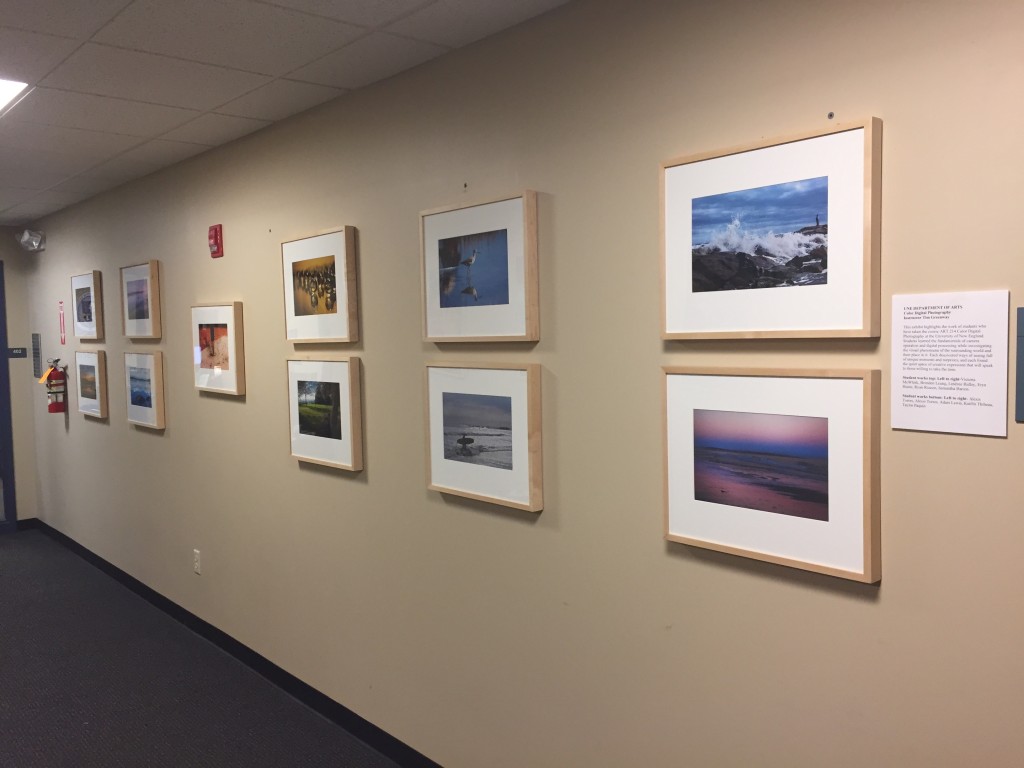 Works by students in the Color Digital Photography class are on display in Decary Hall