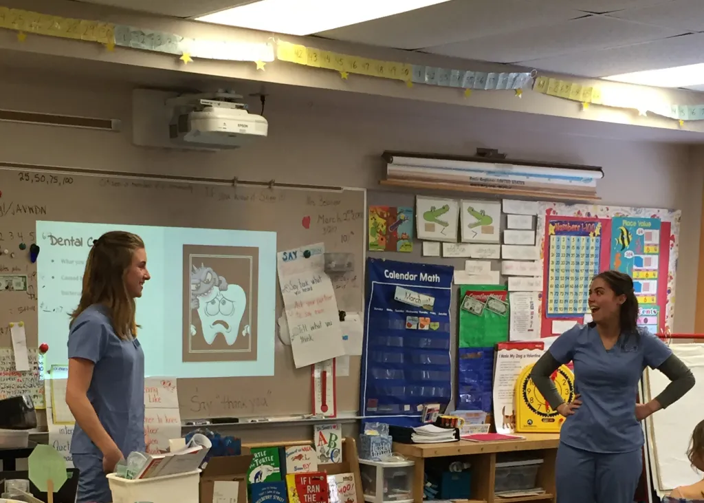 Third-year dental hygiene students teach about cavity prevention