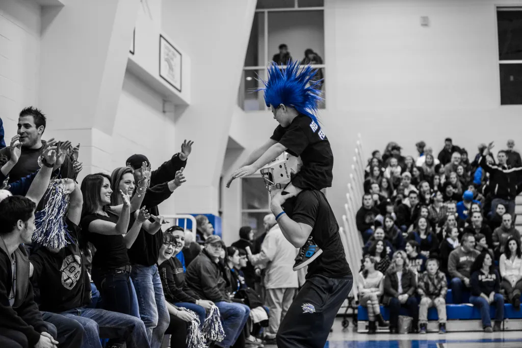 Seamus Jennings is a fixture at UNE women's basketball games