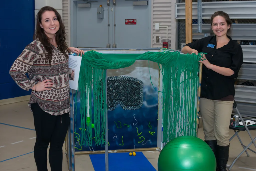 Lauren Nachatelo and Sidney Bast show off their innovative sensory space to help children self-regulate