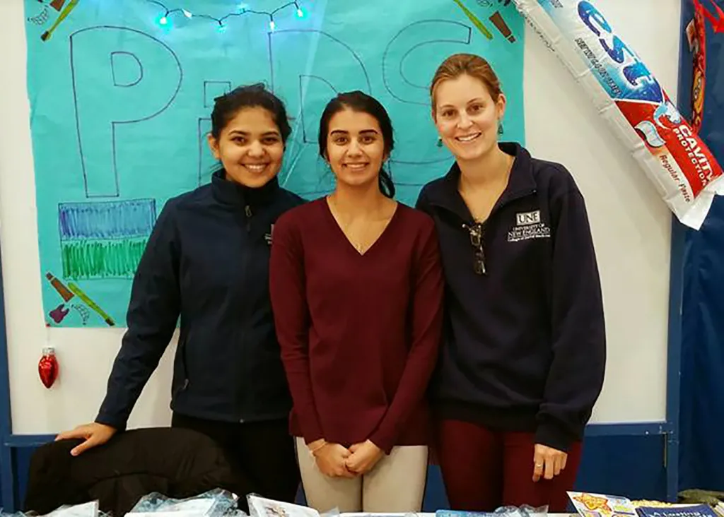 L-R: Dental students Isha Gandhi, Priya Katwala and Lynne Cataldo