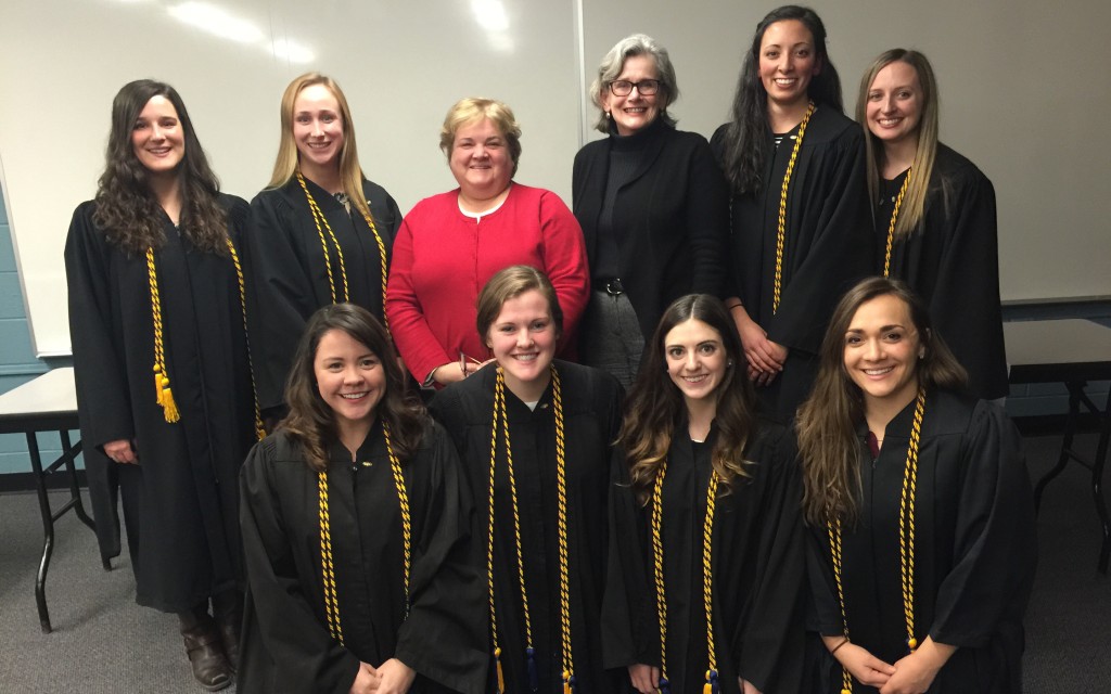 Honor society students with Dean Elizabeth Francis-Connolly and Program Director Kris Winston