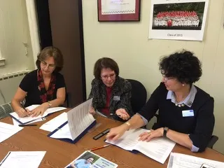 L-R: Sanford High School Principal Marianne Sylvain, Associate Dean of CAS Susan Gray, Dean of CAS Jeanne Hey
