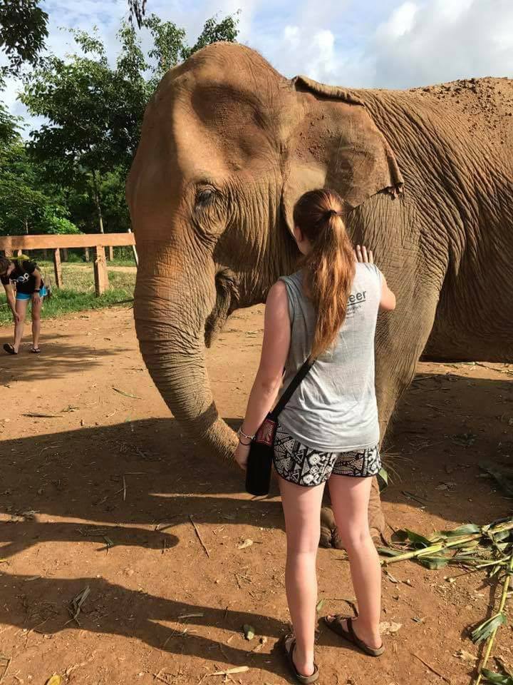 Erin Viens with elephant