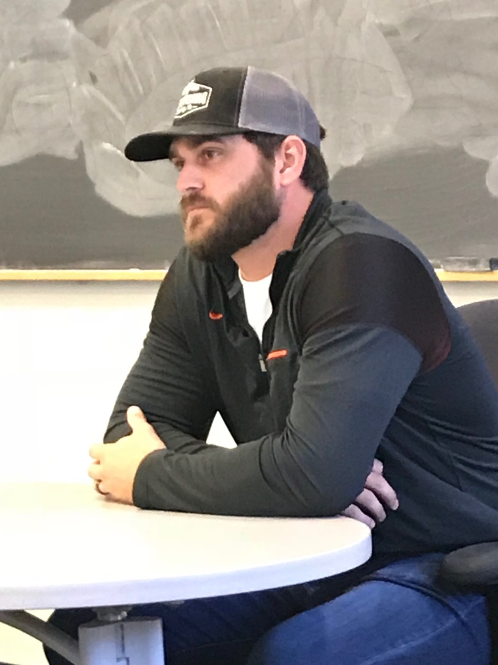 Josh Osich spent about an hour with students discussing the ups and downs of being a professional athlete