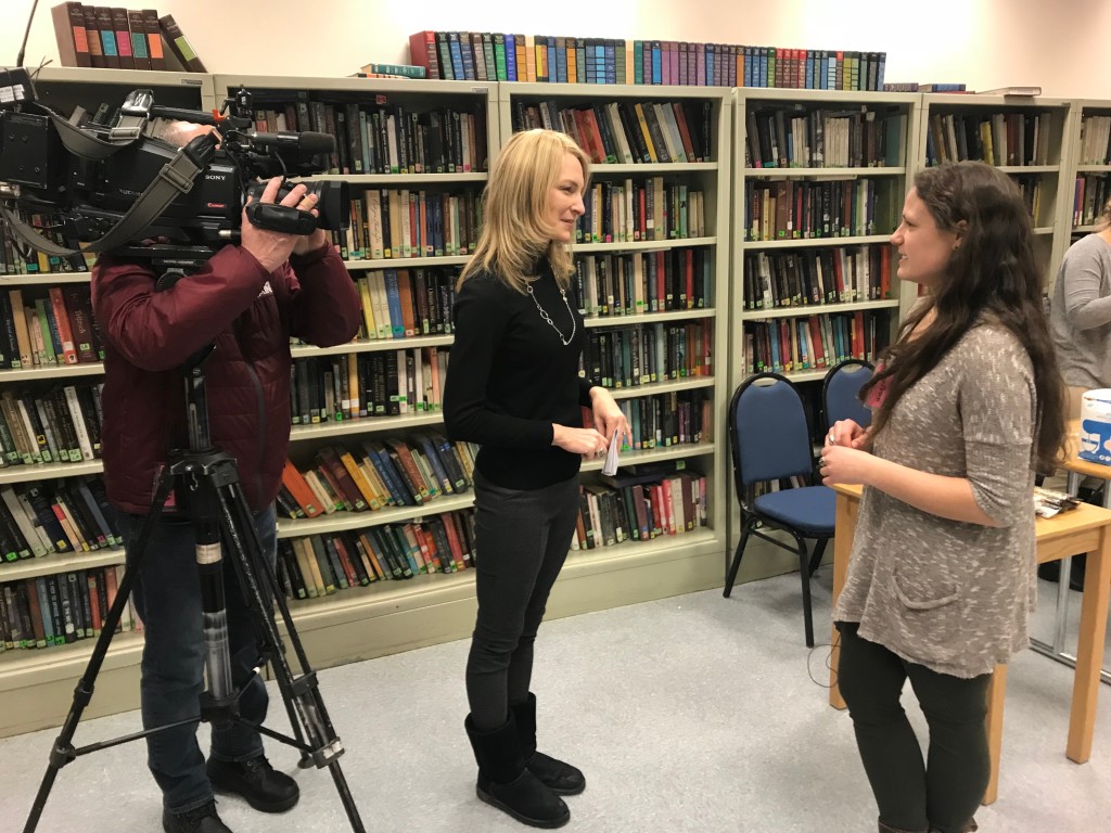 WCSH's Shannon Moss interviews student Libby Alvin