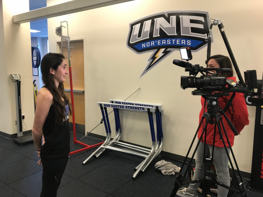 Karis being interviewed by NEWS CENTER Maine's Jessica Gagne