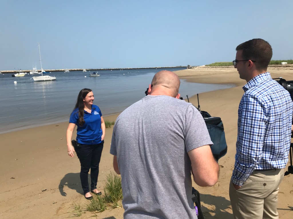 WMTW reporter Tyler Cadorette questions Alicia Williams about viruses among marine animals