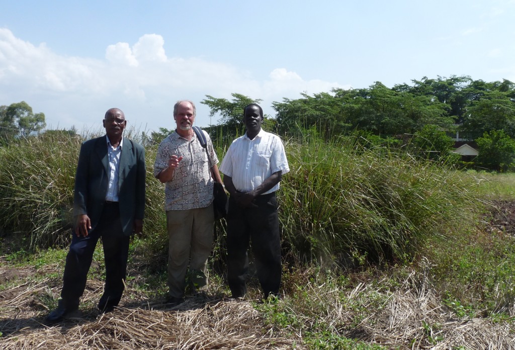 Rick Peterson (center) and co-author Peter Nyabua (right) with Kenya Agricultural and Livestock Research Organization soil scien