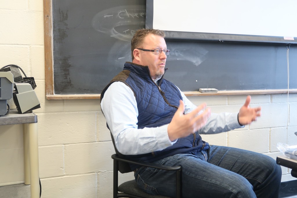 Brad Church provided insight for students about his days as a professional hockey player, coach and executive