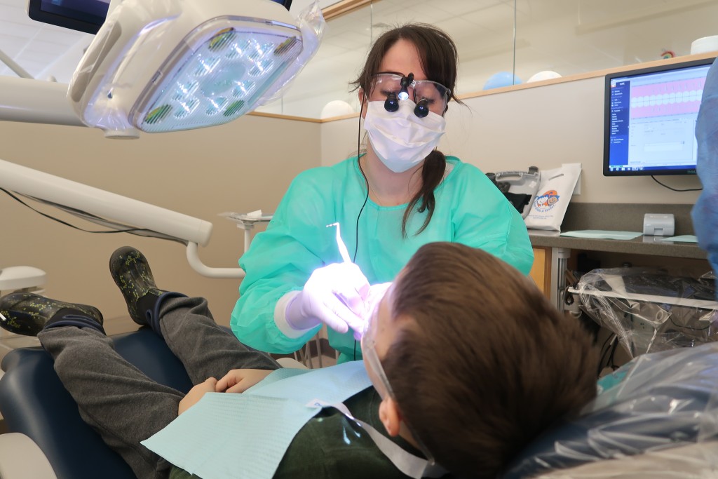 The event helps UNE students learn how to make pediatric patients feel comfortable in the dental chair