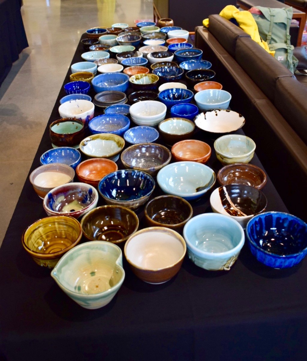 Handcrafted bowls made by UNE ceramics students