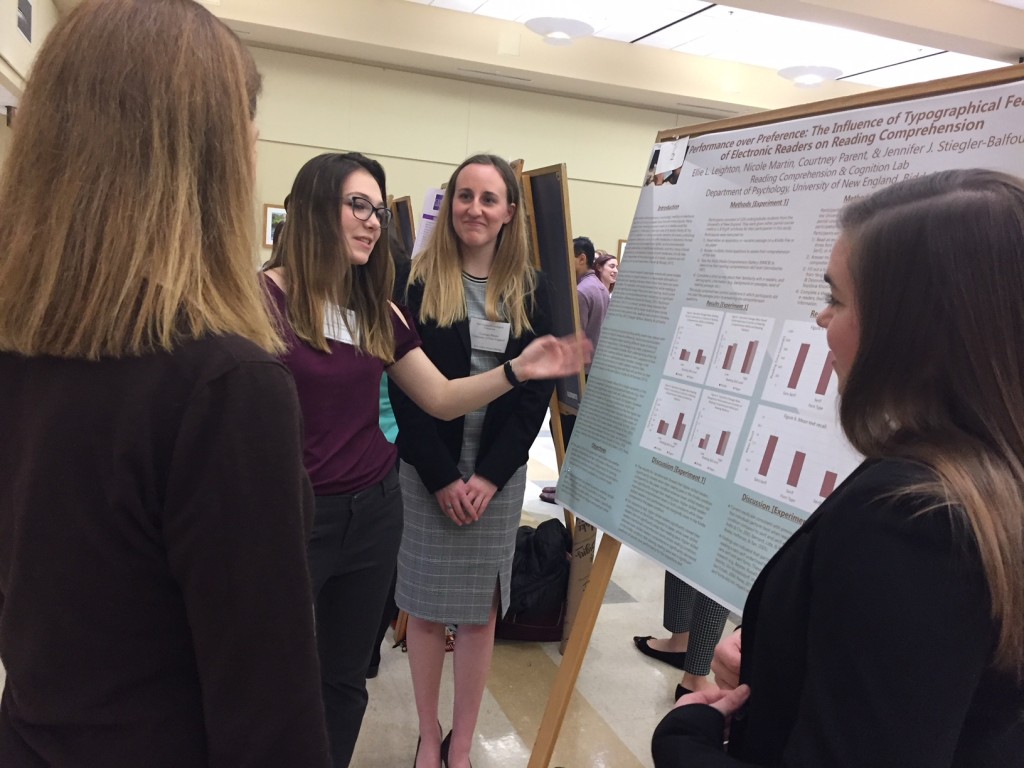 Courtney Parent, Nicole Martin and Ellie Leighton discuss their research on e-readers