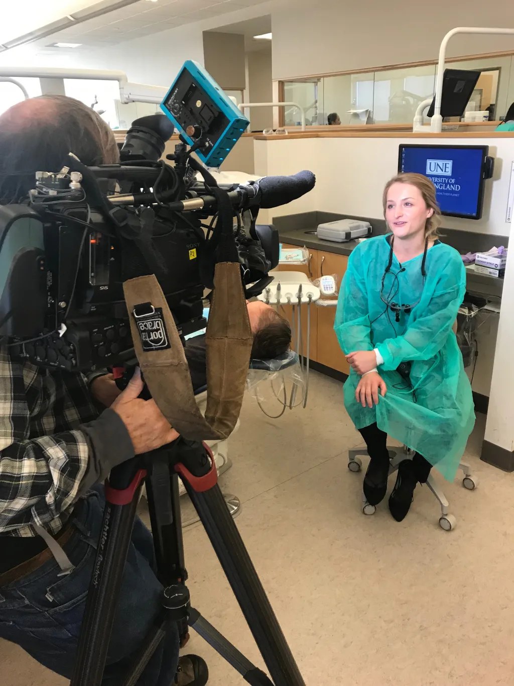 Student Meghan McAlary being interviewed by WGME