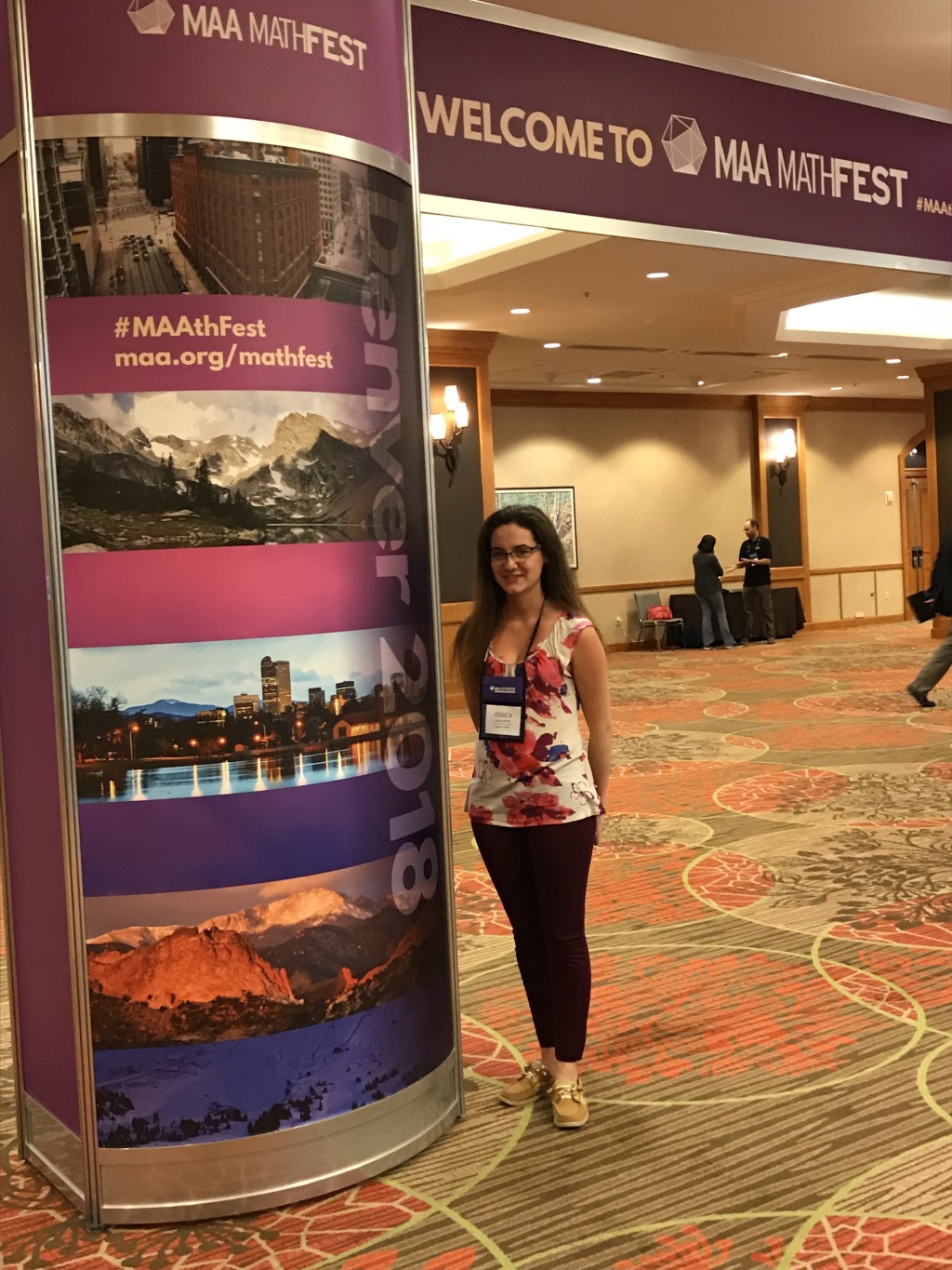 Jessica White learned more about blending her two majors while at MathFest in Denver, Colorado