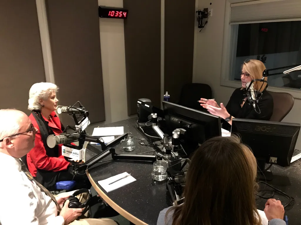 Host Jennifer Rooks chats with Marilyn Gugliucci and Tom Meuser